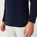 Mens Navy Cable Knit Jumper